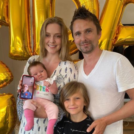 Bingham Hawn Bellamy, Kate Hudson, Kate's husband, and Bing's sibling took a picture on his birthday.
